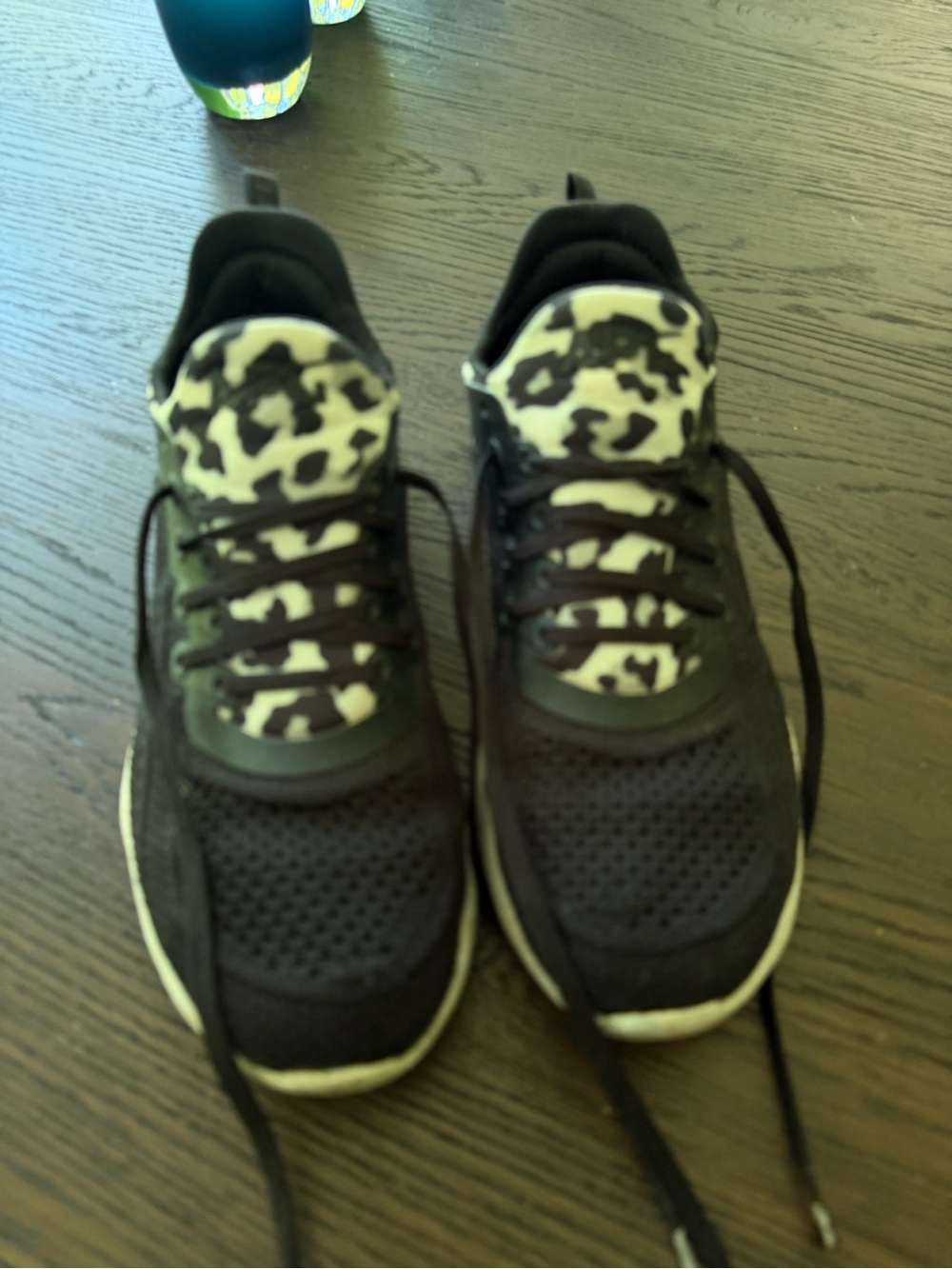 APL Animal Print Black Sneakers with White Leopard Accent